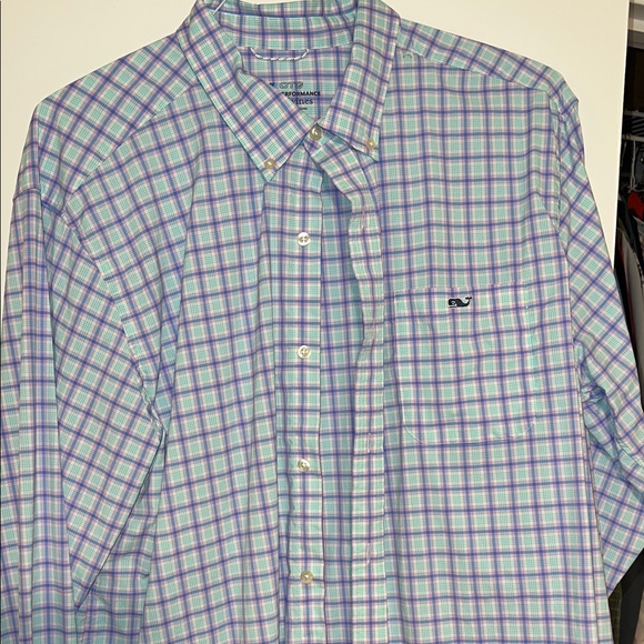 Vineyard Vines Other - Vineyard Vines Performance OTG Men's Purple and Green Checkered Shirt